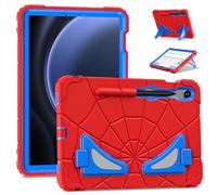 ANROD Funda Protectora para Samsung Galaxy Tab S10 FE / S10 Lite, Silicona Híbrida Antichoque Infantil con Portalápiz Y Pie Apoyo Doble, Ligera Y Resistente para Niños，Rojo+Azul
