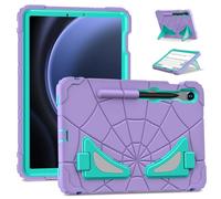 ANROD Funda Protectora para Samsung Galaxy Tab S10 FE / S10 Lite, Silicona Híbrida Antichoque Infantil con Portalápiz Y Pie Apoyo Doble, Ligera Y Resistente para Niños，Morado+Mint