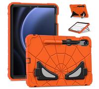 ANROD Funda Protectora para Samsung Galaxy Tab S10 FE / S10 Lite, Silicona Híbrida Antichoque Infantil con Portalápiz Y Pie Apoyo Doble, Ligera Y Resistente para Niños，Naranj Negro
