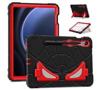 ANROD Funda Protectora para Samsung Galaxy Tab S10 FE / S10 Lite, Silicona Híbrida Antichoque Infantil con Portalápiz Y Pie Apoyo Doble, Ligera Y Resistente para Niños，Negro+Rojo