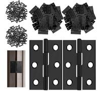 ANROI Conjunto 24 Bisagras Acero Inoxidable 6 Agujeros - Incluye 144 Tornillos Acero Inoxidable para Puertas Armario (Negro)