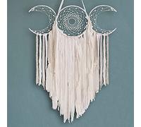 ANROYE Colgante de Pared de macramé de Triple Luna, Arte Bohemio, atrapasueños de Luna Creciente, Hecho a Mano, único, Bohemio, Hippie, Tejido, pagano, decoración de Pared para Dormitorio, guardería