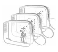 ANRUI Bolsa de Aseo de Viaje Transparente aprobada por la TSA con Correa de Agarre, Juego de aerolíneas 3-1-1, líquido Transparente, Organizador de artículos de tocador y cosméticos, Equipaje de Mano