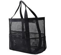 Ansamy - Bolsa de playa grande para mujer, XXL, bolsa de viaje, plegable, con bolsillos ligeros, bolsa de piscina, gran playa, bolsa para mujer, playa, piscina, vacaciones, gimnasio, Negro