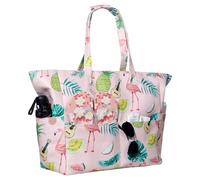 Ansamy - Bolso de playa para mujer, XXL, bolso grande, impermeable, bolsa de playa, con bolsillos, plegable y ligero, bolsa de piscina, hawaiano, gran tot, playa, piscina, vacaciones, gimnasio, d