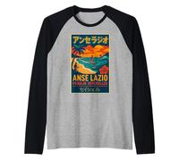 ANSE Lazio Praslin Seychelles Símbolo de Viaje Playa Surf Diversión Camiseta Manga Raglan