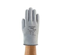 Ansell ActivArmr 42-445 Guantes Resistentes al Calor, Protección Alta Temperatura, Guante Seguridad Usos Industriales, Mecánicos y Químicos, Diseño Robusto, Guantes Nitrilo, Gris, Talla L (12 Pares)