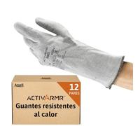 Ansell ActivArmr 42-474, Guantes de Trabajo Resistentes al Calor, Nitrilo, Protección Industrial, Talla L, Gris, 12 Pares