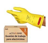 Ansell ActivArmr Guantes Aislantes Dieléctricos, Protección Eléctrica Class 0 (Tensión 1000V), Trabajos con Electricidad, Látex de Caucho Natural, 28cm, Amarillo, Talla XL (1 Par)