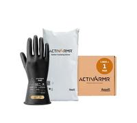 Ansell ActivArmr Guantes Aislantes Dieléctricos, Protección Eléctrica Class 00, Tensión 500V, Trabajos con Electricidad, Látex de Caucho Natural, 28 cm, Negro, Talla L, 1 Par