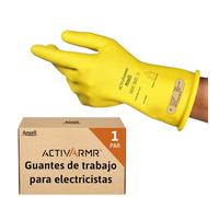 Ansell ActivArmr Guantes Aislantes Dieléctricos, Protección Eléctrica Class 00, Tensión 500V, Trabajos con Electricidad, Látex de Caucho Natural, 28 cm, Amarillo, Talla XL, 1 Par
