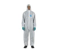Ansell AlphaTec 1500 Model 111, Mono de Trabajo Desechable, Protección Quimica Tipo 5/6, Traje Integral y Repelente al agua Multiuso, Bricolaje e Mecanica, Hombre Mujer, Blanco, Talla M (1 Unidad)