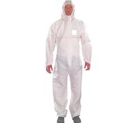 Ansell AlphaTec 1500 PLUS Model 111, Mono de Trabajo Desechable, Protección Ignífuga y Quimica Tipo 5, Integral y Repelente al agua Multiuso, Bricolaje e Mecanica, Hombre Mujer, Blanco, S (1 ud)