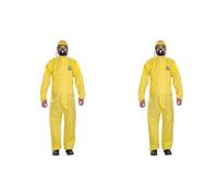 Ansell AlphaTec 2300 Model 132, Mono de Trabajo Desechable, Protección Quimica Tipo 3/4/5, Traje Integral y Impermeable, Seguridad Industrial, Hombre Mujer, Amarillo, Talla M (1 Unidad) (Paquete de 2)