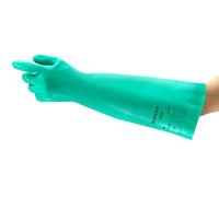 Ansell AlphaTec 37-185 Guantes Nitrilo Impermeables, Guantes Trabajo Multiuso, Limpieza, Cocina, Químicos, Seguridad Hogar, Sin Latex y Reutilizable, Guantes Hombre Mujer, Verde, Talla S (12 Pares)