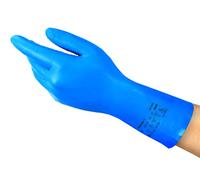 Ansell AlphaTec 37-310 Guantes de Nitrilo Reutilizables, Protección Química y Seguridad Alimentaria, Guantes de Trabajo Multiusos, Cocina y Limpieza del Hogar, Azul, Talla S (12 Pares)