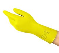 Ansell AlphaTec 37-320 Guantes Nitrilo Impermeables, Guantes Trabajo Multiuso, Limpieza, Cocina, Químicos, Seguridad Hogar, Sin Latex, Reutilizable, Guante Hombre Mujer, Amarillo, Talla L (12 Pares)