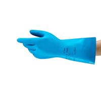 Ansell AlphaTec 37-501 Guantes de Nitrilo Profesionales, Alta Protección Química y Resistencia a la Abrasión, Seguridad Alimentaria y Industrial, Reutilizables, Azul, Talla XL (12 Pares)
