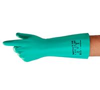 Ansell AlphaTec 37-695 Guantes de Trabajo de Nitrilo, Resistentes a Productos Químicos, Sectores Industrial y Alimentario, Guantes Reutilizables, Verde, Talla S (12 Pares)