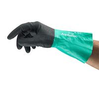 Ansell AlphaTec 58-128 Guantes Nitrilo Resistentes Productos Químicos, Compuesto de Nitrilo de Alto Rendimiento, Guante de Trabajo Hombre Mujer, Verde, Talla M (12 Pares)