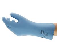 Ansell AlphaTec 62-201 Guante de Trabajo, Látex de Caucho Natural Protección, Protección Química y Resistencia a la Abrasión, Azul, Talla XL (12 Pares)