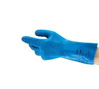 Ansell AlphaTec 62-401 Guante de Trabajo, Látex de Caucho Natural Protección, Protección Química y Resistencia a la Abrasión, Azul, Talla L (6 Pares)