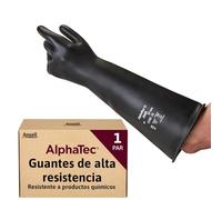Ansell AlphaTec 87-104 Guantes de Trabajo Pesados, Alta Protección Química y Resistencia a la Abrasión, Seguridad Industrial, Guantes de Látex Reutilizables, Negro, Talla S (1 Par)