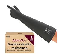 Ansell AlphaTec 87-108 Guantes Latex Impermeables, Guantes Trabajo Multiuso, Limpieza, Cocina, Químicos, Mecanico, Seguridad Hogar, Guantes Hombre Mujer, Guantes Negros, Talla XL (1 Par)