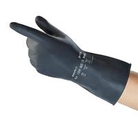 Ansell AlphaTec 87-118 Guantes de Trabajo Pesados, Alta Protección Química y Resistencia a la Abrasión, Seguridad Industrial, Guantes de Látex Reutilizables, Negro, Talla XS (12 Pares)