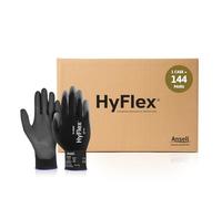 Ansell HyFlex 11-600 Guantes de Trabajo Finos, Alta Precisión Táctil, Forro Elástico con Revestimento de Poliuretano, Protección Multiusos, Bricolaje y Mecánica, Blanco, Talla XL (12 Pares)