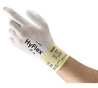 Ansell HyFlex 11-600 Guantes de Trabajo Finos, Alta Precisión Táctil, Forro Elástico con Revestimento de Poliuretano, Protección Multiusos, Bricolaje y Mecánica, Blanco, Talla S (12 Pares)