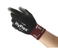 Ansell HyFlex 11-601 Guantes de Trabajo Finos, Alta Precisión Táctil, Forro Elástico con Revestimento de Poliuretano, Protección Multiusos, Bricolaje y Mecánica, Negro, Talla M (12 Pares)