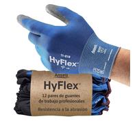 Ansell HyFlex 11-618, Guantes De Trabajo Ultrafinos Destreza, Guantes Anticorte Con Recubrimiento PU, Guantes Mecánico Uso Industrial, Touchscreen Compatible, Guantes Trabajo Azul Talla S, 12 Pares