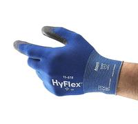 Ansell HyFlex 11-618, Guantes De Trabajo Ultrafinos Destreza, Guantes Anticorte Con Recubrimiento PU, Guantes Mecánico Uso Industrial, Touchscreen Compatible, Guantes Trabajo Azul Talla M, 1 Par