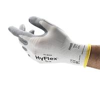 Ansell HyFlex 11-800 Guantes de Trabajo Profesionales, Revestimiento de Nitrilo Antideslizante y Transpirable, Protección Mecánica Multiusos, Seguridad Industrial, Blanco, Talla 2XL (12 Pares)