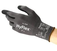 Ansell HyFlex 11-840 Guantes de Trabajo Profesionales, Revestimiento de Nitrilo Antideslizante y Transpirable, Protección Mecánica Multiusos, Seguridad Industrial, Negro, Talla XL (1 Par)