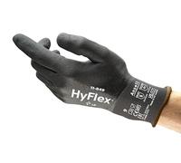 Ansell HyFlex 11-849 Guantes de Trabajo Repelentes al Aceite, Diseño Ultraligero Con Recubrimiento de Nitrilo Antiabrasión, Para Mecánico Industrial, Hombre y Mujer, Negro, Talla L 1 Par, 9 (L)