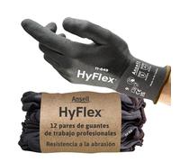 Ansell HyFlex 11-849 Guantes Trabajo Repelente al Aceite, Diseno Ultraligero con Recubrimiento Nitrilo Antiabrasion, Guantes Mecanico Industrial, Guantes Hombre y Mujer, Negro, Talla XS (12 Pares)