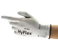Ansell HyFlex 48-100 Guantes de Trabajo Finos, Alta Precisión Táctil, Forro Elástico con Revestimento de Poliuretano, Protección Multiusos, Bricolaje y Mecánica, Blanco, Talla XS (12 Pares)