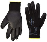 Ansell HyFlex 48-101 Guantes de Trabajo Finos, Alta Precisión Táctil, Forro Elástico con Revestimento de Poliuretano, Protección Multiusos, Bricolaje y Mecánica, Negro, Talla 8 (12 Pares)