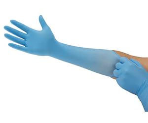 Ansell Microflex 93-243 Nitrilo Guantes con Puño más Largo Para Industrias de Procesado de Alimentos o Ciencias de la Vida, Azul, Talla L (100 Guantes)
