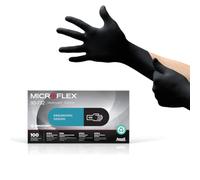 Ansell Microflex 93-732 Guantes Nitrilo Sin Polvo, Guantes Desechables Resistentes, Guantes Negros Latex Free, Guantes Alimentarios Multiusos, Guantes Nitrilo Talla XS (100 Unidades)