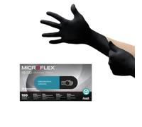 Ansell Microflex 93-732 Guantes Nitrilo Sin Polvo, Guantes Desechables Resistentes, Latex Free, Guantes Alimentarios Multiusos, Talla M, Negros (100 Unidades)