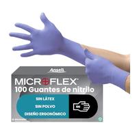 Ansell Microflex 93-843 Guantes de Nitrilo Desechables, Multiuso, Alimentos, Cocina, Limpieza, Mecanico, Sin Polvo, Morados, Talla S (100 Unidades)