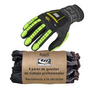 Ansell Ringers R840 Guantes Trabajo contra Impactos, Diseno Ultraligero con Recubrimiento Nitrilo Antiabrasion, Guantes Mecanico Industrial, Guantes Hombre y Mujer, Negro, Talla S 4 Pares, 7 (S)