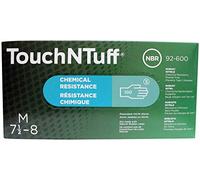 Ansell TouchNTuff 92-600 Guantes Desechables de Nitrilo, Sin Polvo, Alta Protección Química y Mecánica, Seguridad Alimentaria, Guantes Multiusos Profesionales, Verde, Talla M (100 Guantes)