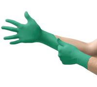 Ansell TouchNTuff 92-600 Guantes Desechables de Nitrilo, Protección Mecánica y Quimica, Industria Alimentaria, Resistencia y Destreza, Guantes Sin Polvo, Sin Látex, Verde, Talla M (20 Guantes)