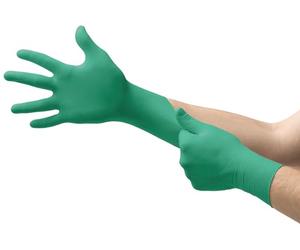 Ansell TouchNTuff 92-600 Guantes Desechables de Nitrilo, Sin Polvo, Alta Protección Química y Mecánica, Seguridad Alimentaria, Multiusos Profesionales, Verde, Talla L (100 Guantes)