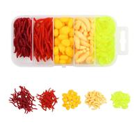 Anseom 161pcs Gusanos de Cebo Artificial Señuelos de Plástico Suave Caja Cebos Artificiales de Pesca Cebo de Pesca Artificiales de Pesca Señuelos Señuelo de Pesca de Gusano para Agua Dulce Salada