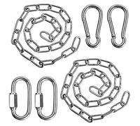 Anseom 2 Piezas 0.6 cm Cadena de Acero Inoxidable 304 0.3 mm Cadena de Metal Acero inoxidable con Mosquetón Cadena de Acero Redondo de Eslabones Largos para Colgar en Vallas Cadena de Perro Caminar